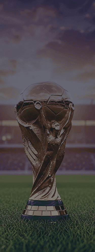 World Cup trophy in football stadium