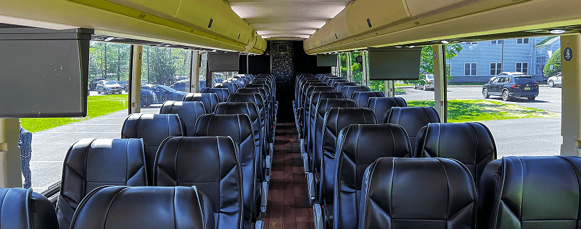Trailways Bus interior with leather seating