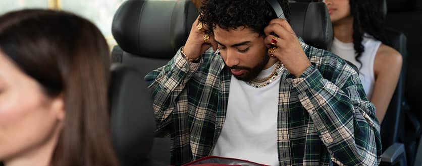 Passengers traveling on a bus