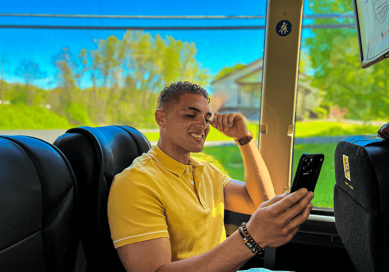 Student enjoying a premium ride